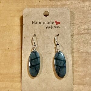 Beautiful Picasso Jasper Oval Stainless Steel Earrings